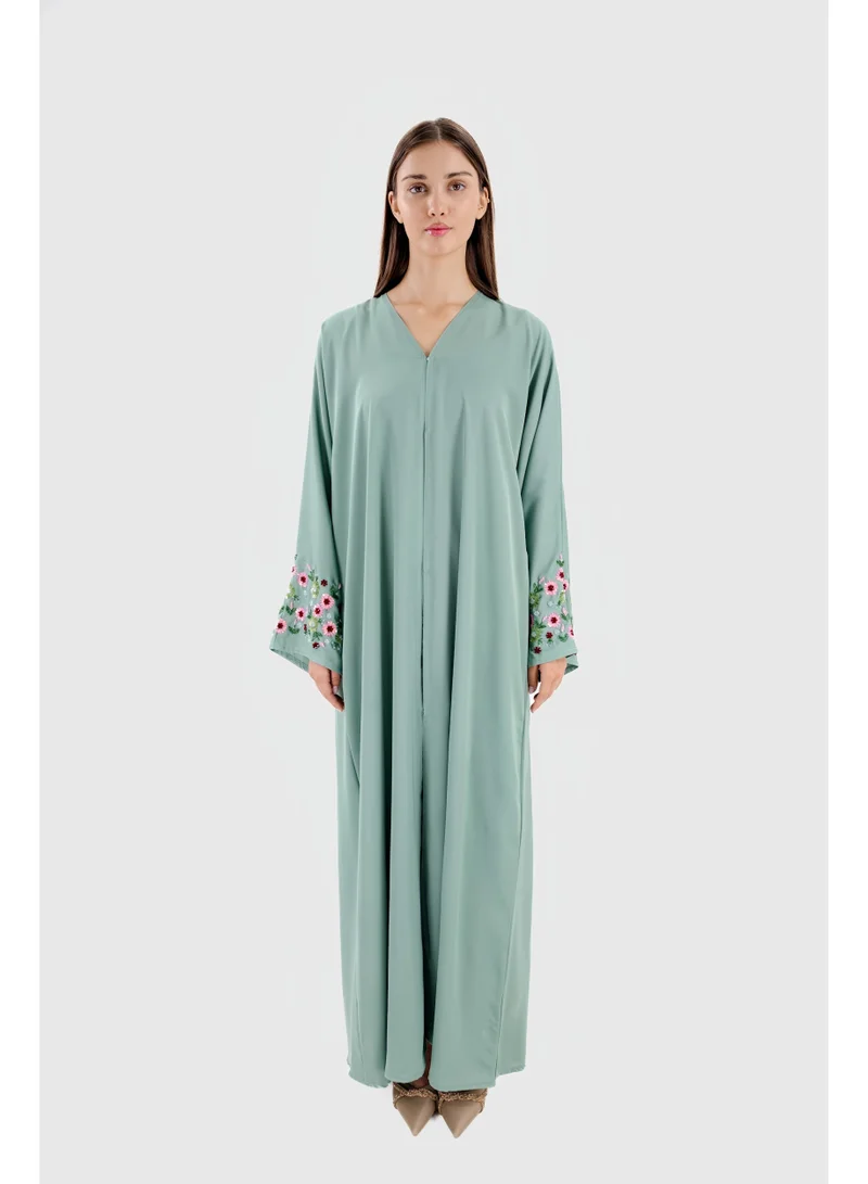 Ophelia  MIRACLE Women’s Luxury Abaya – Elegant Sage Green Open Abaya with Premium Fabric, Modest Wear for Daily & Occasion Use for Women | Best Price UAE